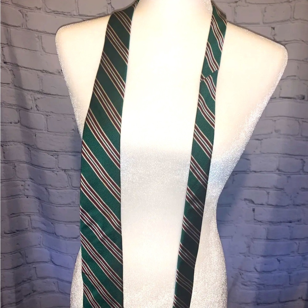 Saks Fifth Ave Striped Christmas Tie Silk And Polyester Blend